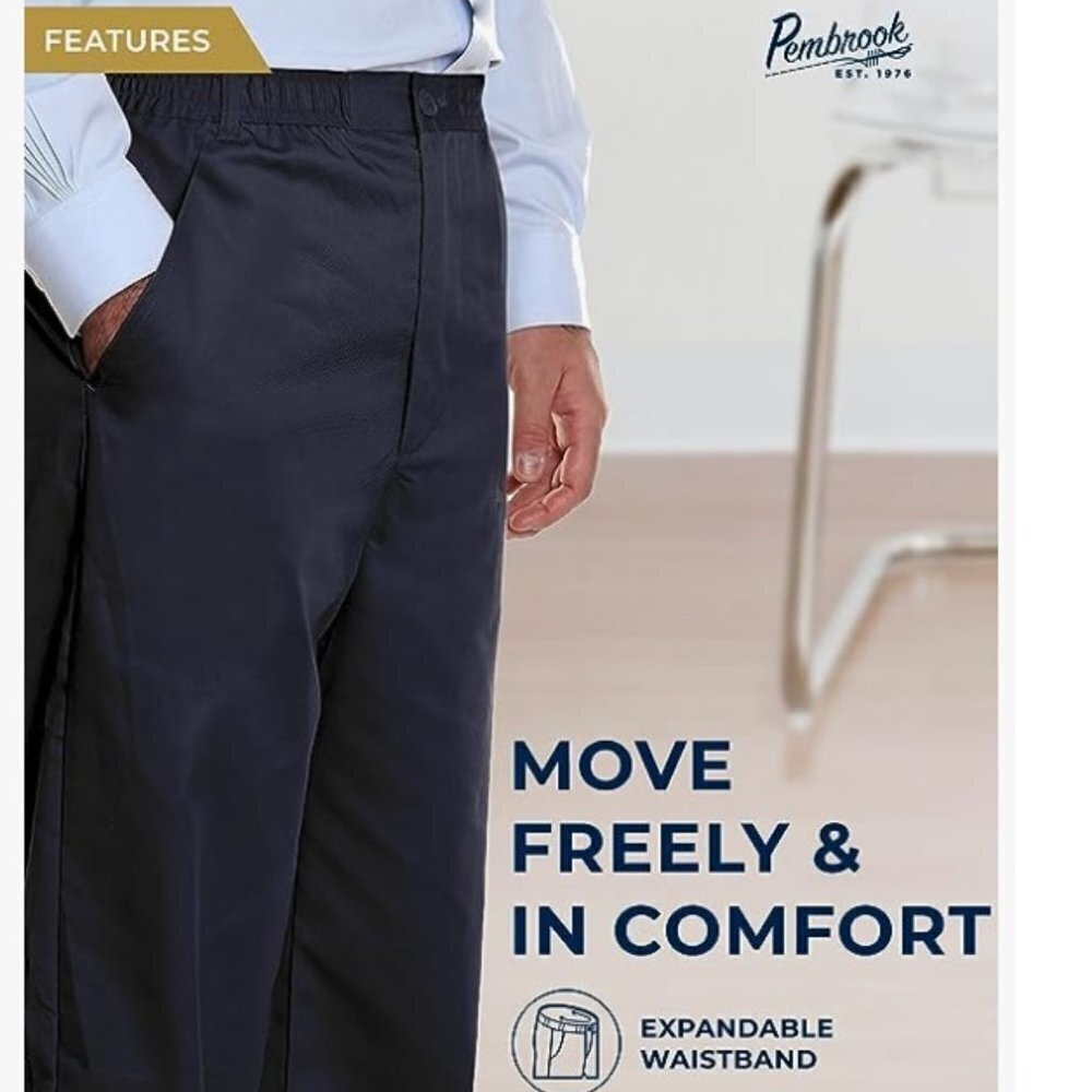 Elastic Waist Pants for Seniors - Adaptive Men's Pants for Elderly w/Zipper